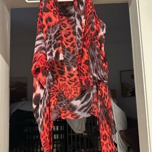 1990’s Red and Black Leopard Print Women's scarf/vest